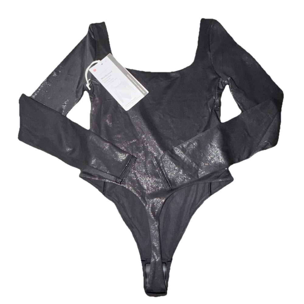 LULULEMON WUNDERMOST SQUARE-NECK BODYSUIT BLACK SHINE COLOR SIZE X-SMALL NWT - Picture 3 of 10